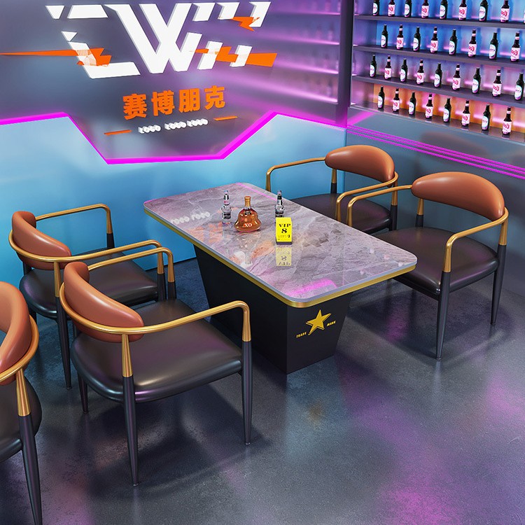 Ktv Sofa Light Luxury Bar Clear Bar Bistro U-Shaped Box Home Theater Club Sofa Coffee Table Set