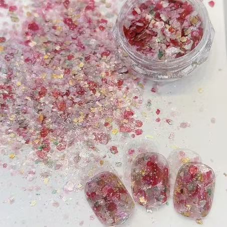 In-Stock Metallic Nail Art Mica Flakes Dyed Rock Flakes Real Stone Paint Floor Dyed Sequins Colorful Mica Glitter
