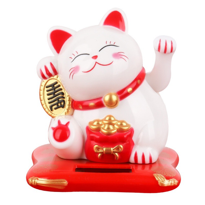 Solar energy lucky cat cute rich car ornaments creative opening beckoning cat ornaments doll machine from all directions to make money
