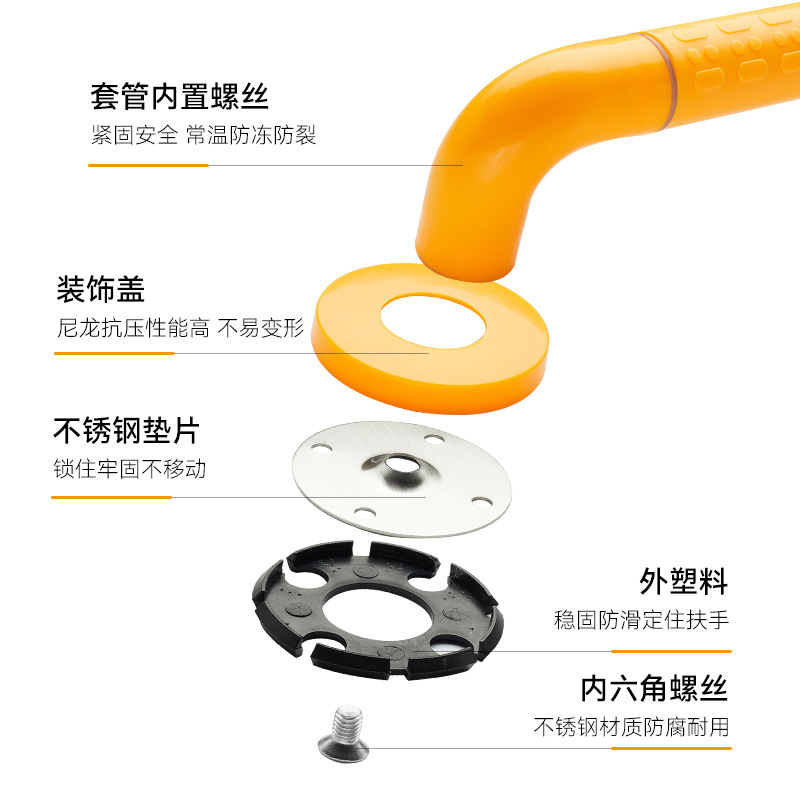 Bathroom Anti-Fall Handrails Bathroom Barrier-Free Toilet Anti-Slip Railings Toilet Stainless Steel Disabled Elderly