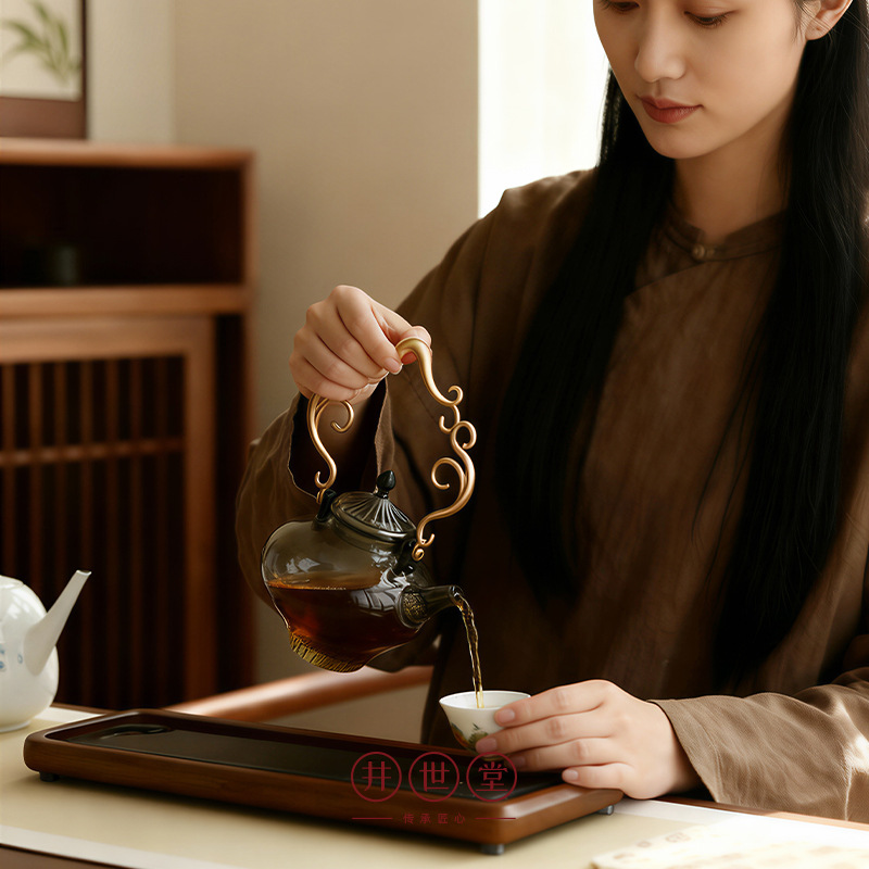 Jingshitang Namo Teapot with Handle, High Temperature Resistant Glass, Suitable for Open Flame Brewing, Flower Tea Pot, Electric Ceramic Stove Kettle, Household Tea Set