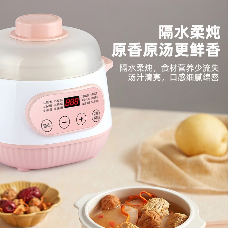 Electric Stew Pot, Baby Food Supplement, Automatic Soup Stew Pot, Household Multi-Functional Bird's Nest Water-Proof Stew and Porridge Ceramic Electric Stew Pot