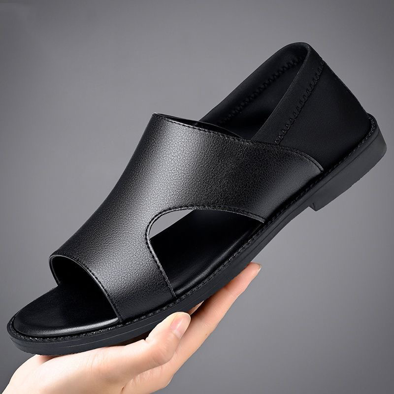 Outdoor Plain Face Breathable Men's Soft Bottom Open Toe Summer Beach Shoes Wear-resistant Outwear Fashionable Casual Style Summer Men's