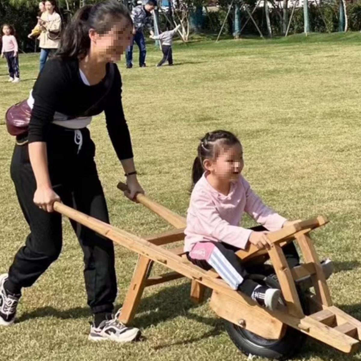 Balance Cart Wooden Outdoor Expansion Unicycle Activity Team Building Family Props Kindergarten Antique Game