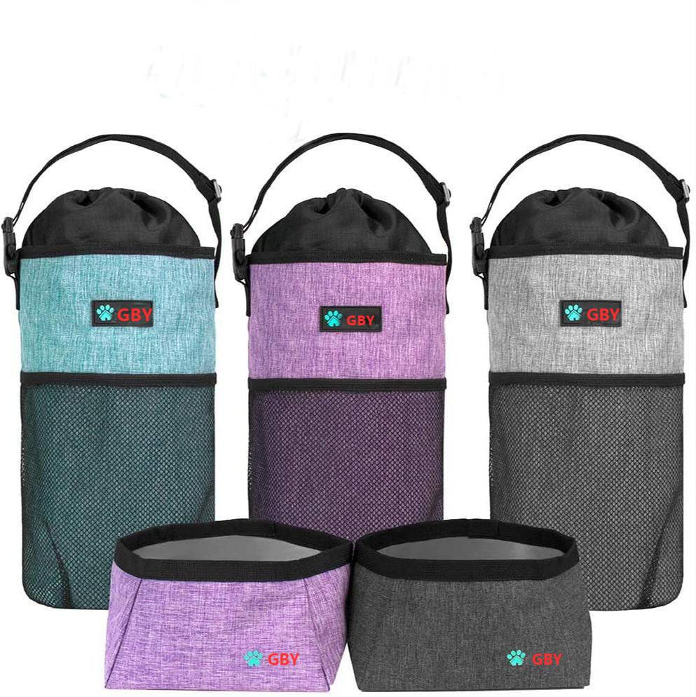 Кастомизированный комплект из 2-х сумок для корма для собак, сумка для чайника, многоцветная сумка для закусок для домашних животных