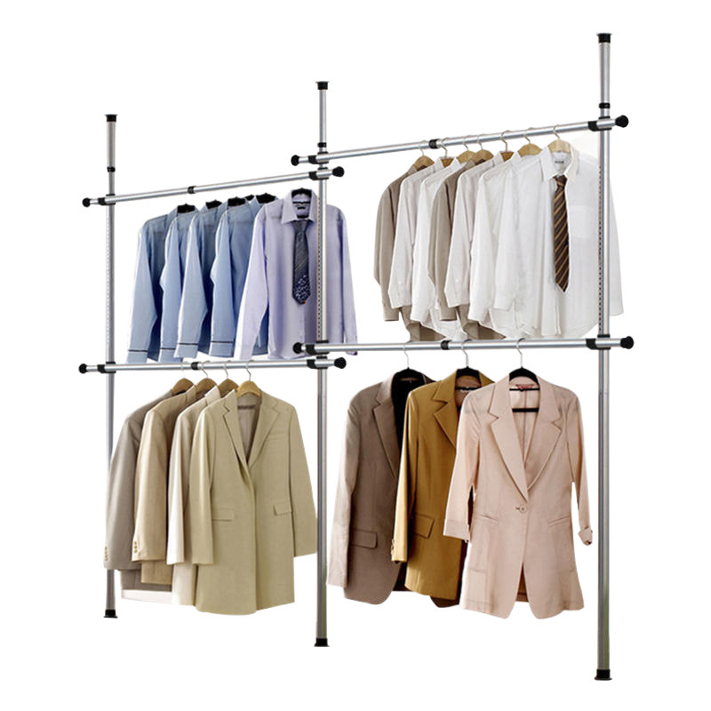 Clothes Hanger Overhead Clothes Hanger Vertical Floor Pole Multi-Functional Clothes Hanger Household Simple Wardrobe Rental Room Clothes Hanger