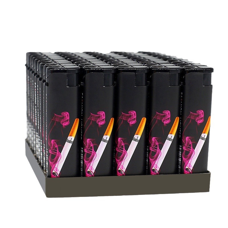 Household 50 personality windproof lighter wholesale ordinary plastic disposable creative lighter supermarket straight