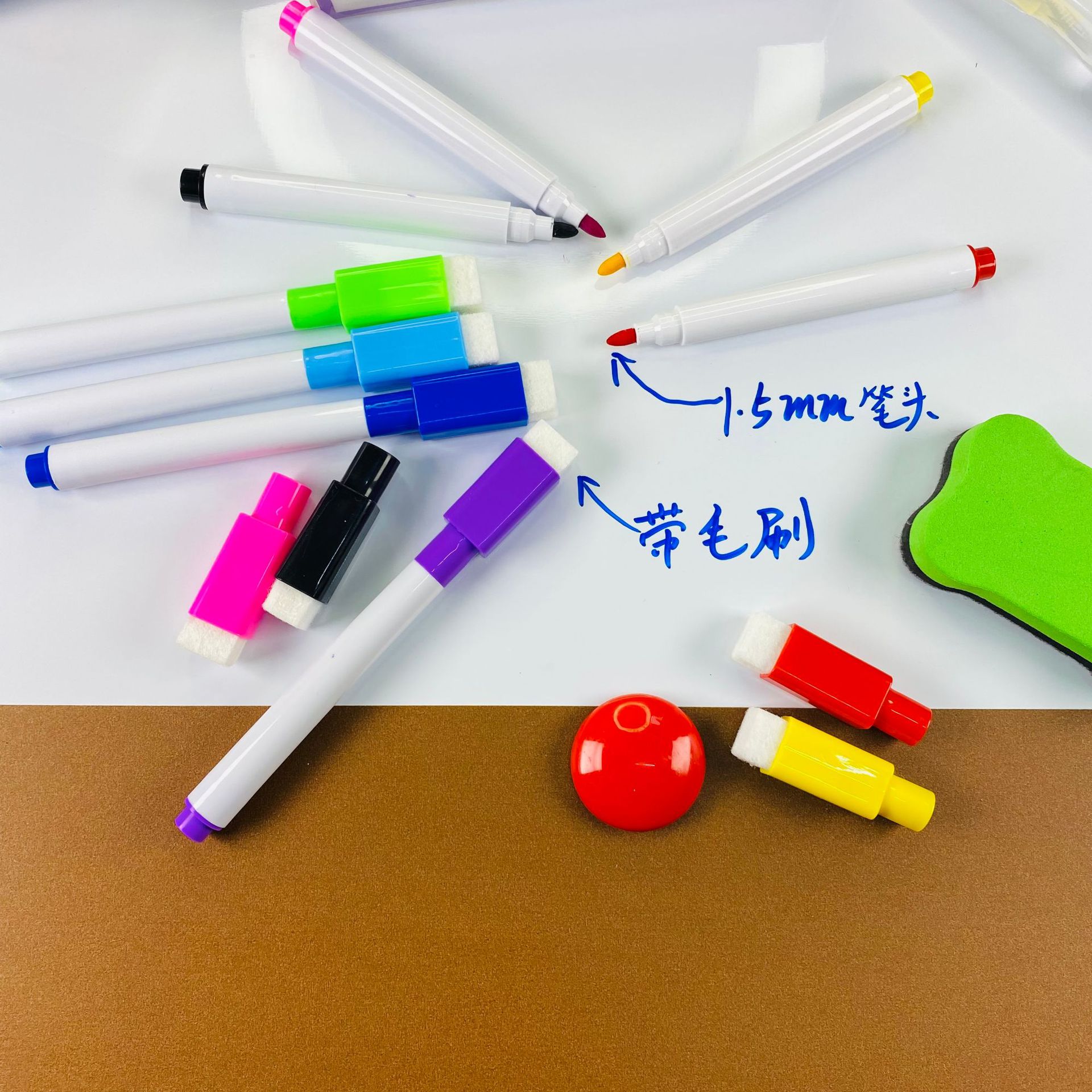 Creative Stationery with Magnetic Whiteboard Pens, Colored and Black Ink, Children's Doodle Erasable Pens, Water-Based Drawing Board Markers Wholesale