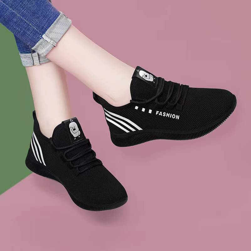 New Lace-Up Women's Sports Shoes, Breathable, Casual, Soft-Soled, Comfortable Student Shoes, One-Piece Drop-Shipping Lightweight Running Shoes
