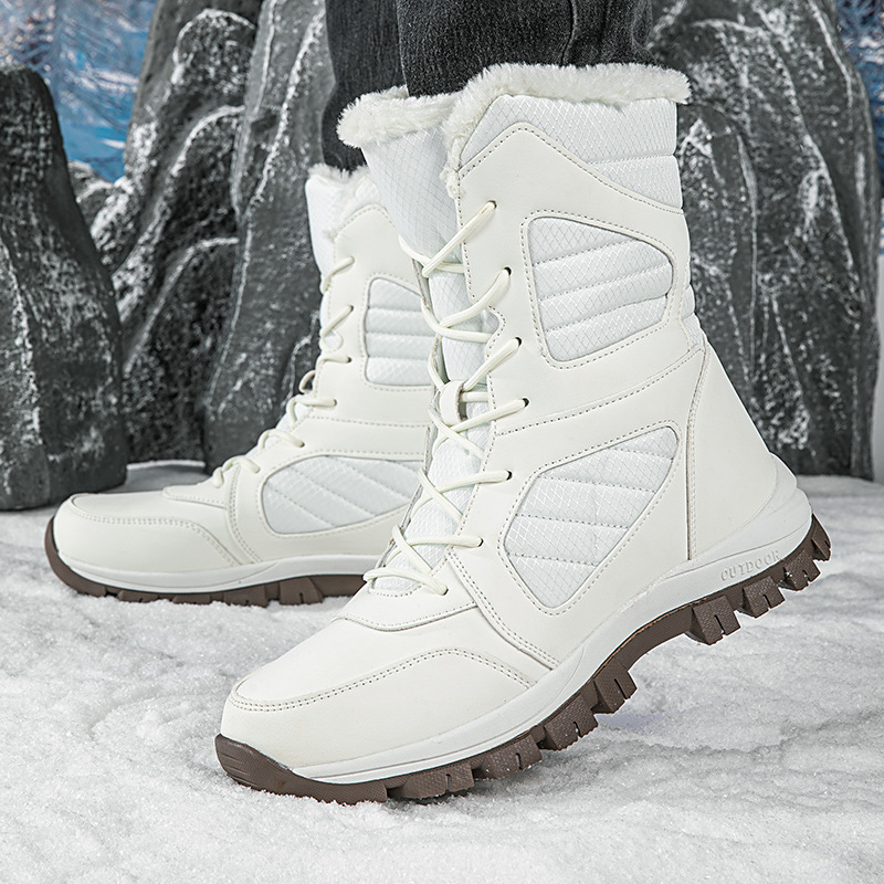 Cross-Border New Women's Winter High-Top Thickened Plush Cotton Boots Wear-Resistant Sports Outdoor High-Top Couple Shoes