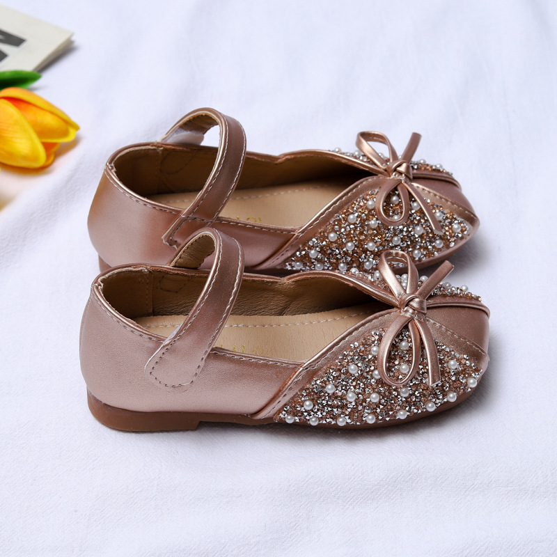 Princess Shoes Girls Rhinestone Shoes 2025 New Kidsren's Small Leather Shoes Baby Girl Silver Crystal Summer Soft Sole Shoes