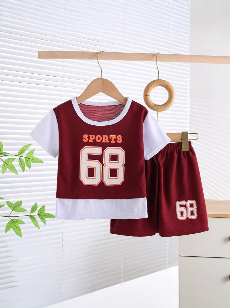 Boys' Summer Two-Piece Set 2026 New Children's Summer Sportswear Boys' Stylish Loose Suit Wholesale