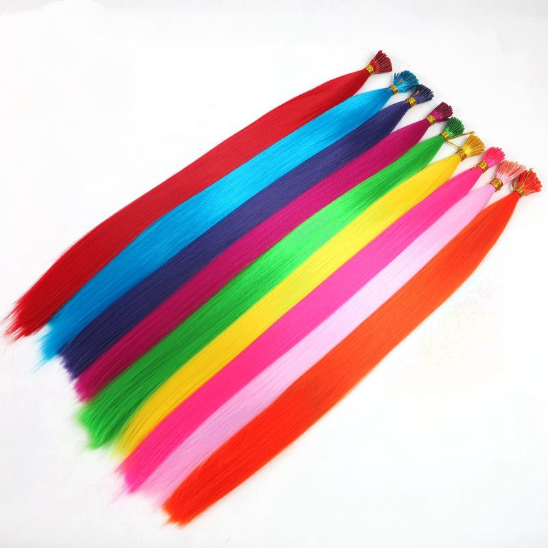 50 cm 0.2 Colorful Feather Hair Extensions Wholesale High Temperature Silk Chemical Fiber Feather Hair Extensions Stick Hair Seamless Hair Extensions
