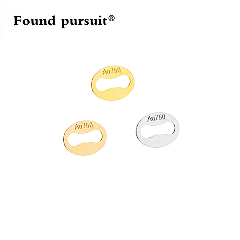 Pure 18K Gold Accessories Necklace Bracelet Engraved Tag Au750 Jewelry DIY Tail Chain Pendant Personalized Trend