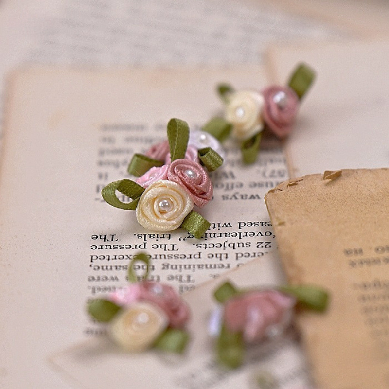 Ribbon Stereo Hand-Sewn Three-Color Small Flower Clothing Accessories Clothing Accessories Headdress Han Dynasty Handmade Appliqué Material