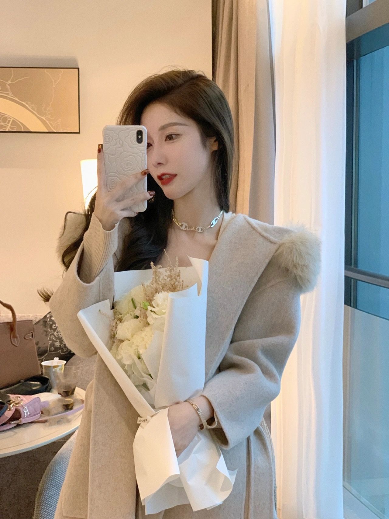 Woolen Coat Women's Spring 2024 New Arrival Korean Style Loose Hepburn Style Double-Sided Woolen Coat for Petite