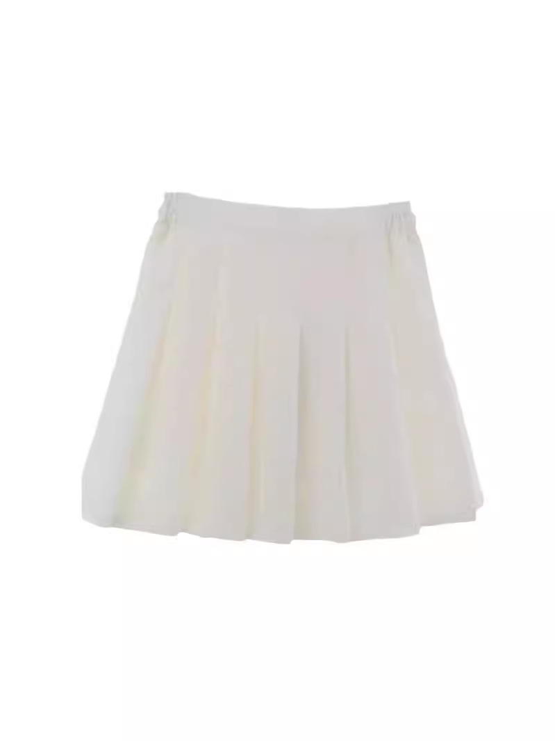 Spring and Autumn Girls' White Skirt Korean Style High Waist Elasto Pleated Skirt College Style New Style Girl