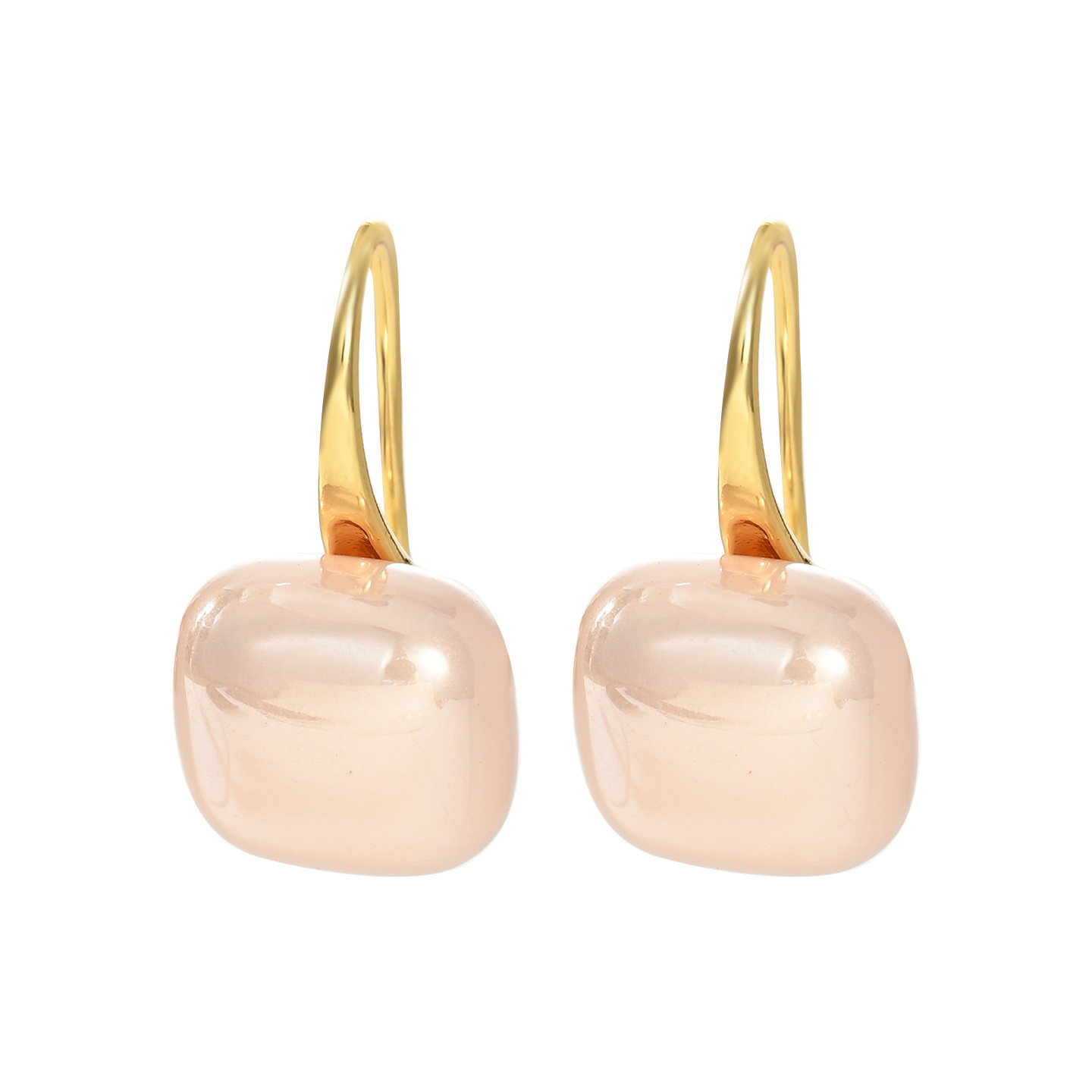 New Light Pink Small Sugar Cube Ear Hooks for Women, Simple Elegant, Versatile Earrings for Women, Exquisite Fashionable Personalized Ear Jewelry for Women