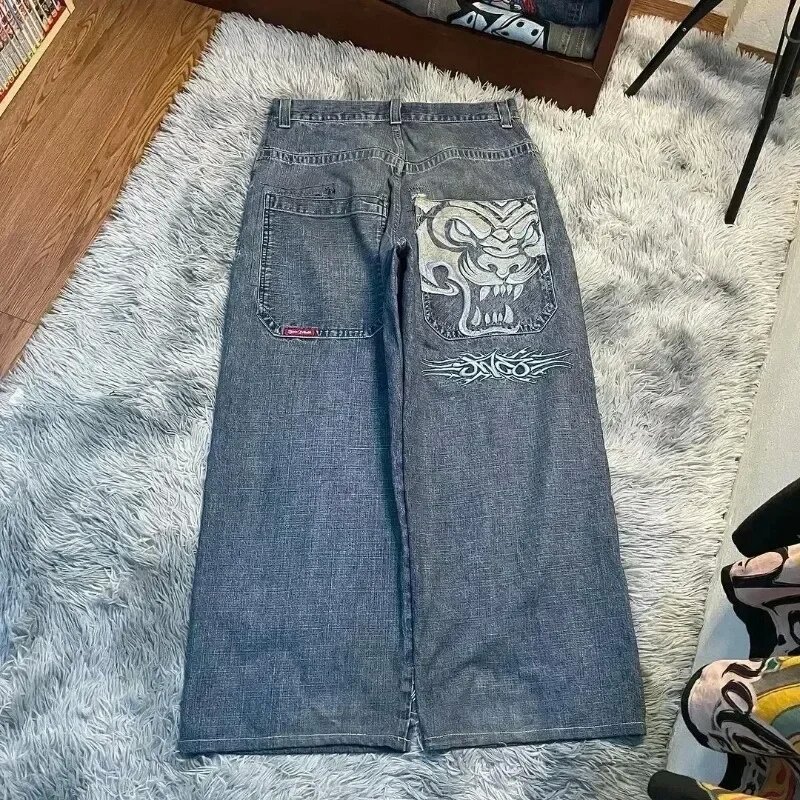 Cross-border E-commerce JNCO Y2K Loose Jeans Men's Retro Embroidered Hip Hop Street Harajuku Men's Wide Leg Pants