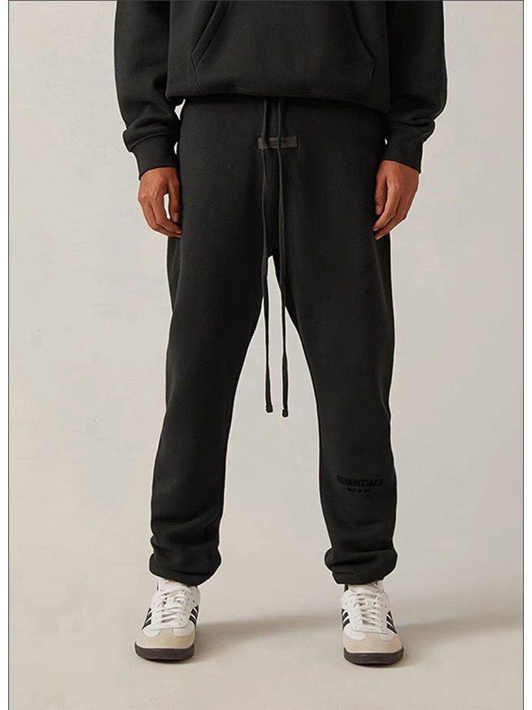 High Version Fog Fleece-Lined Flocked Small Logo Printed Jogger Pants American High Street Loose Casual Sweatpants Trendy