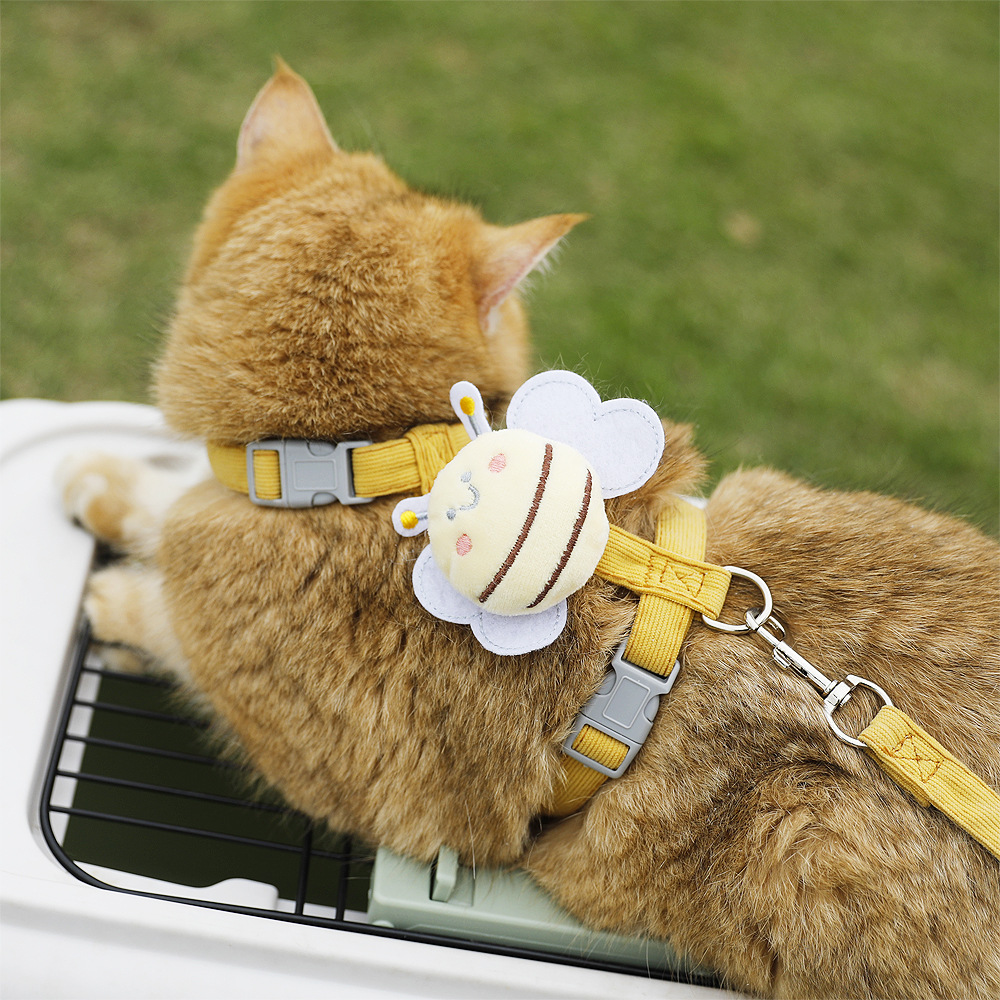 Little Bee Cat Traction Rope I-shaped Anti-break Out Walking Cat Rope Cyber Celebrity Adjustable Chest Strap Cat Rope