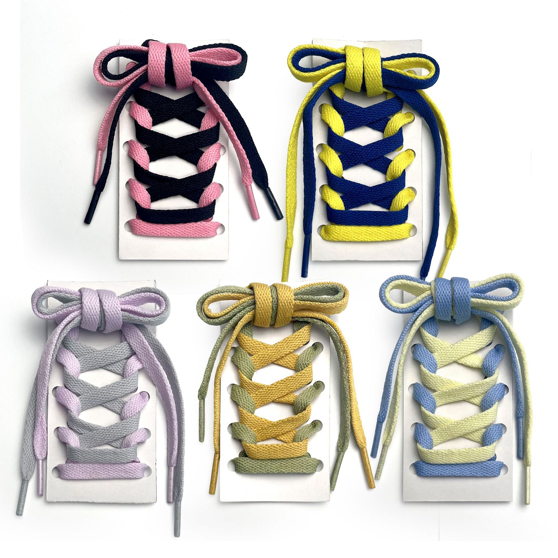 White and Black Flat Shoelaces Optional Packaging Sports and Leisure Canvas Small White Polyester Shoelaces Factory Direct Supply Shoe Ropes