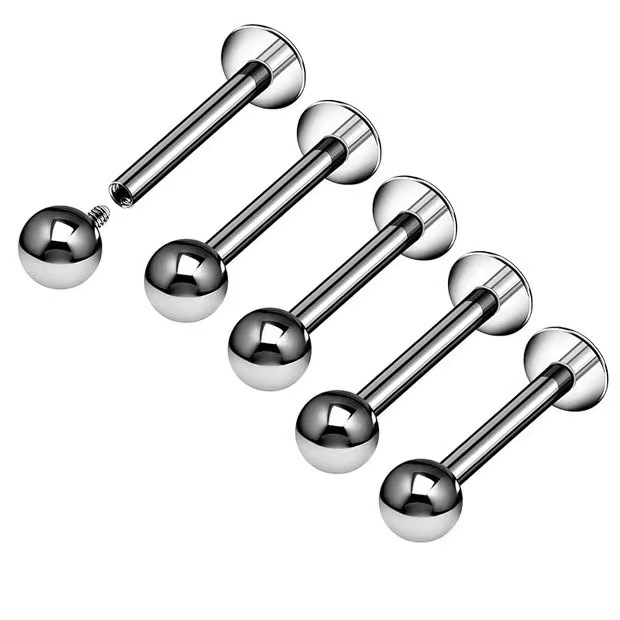 Manufacturers in stock titanium steel non-allergic internal teeth lip nails earrings external teeth ball 16G personality trend body piercing jewelry