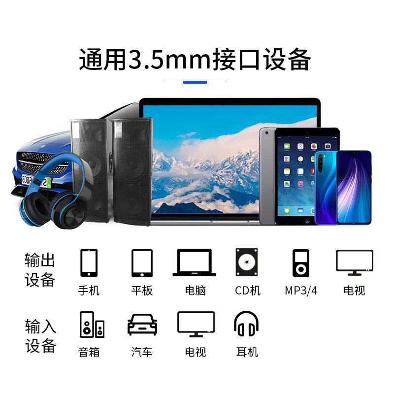 Audio Line 3.5 Male-to-Male Small Speaker Audio Line 3.5 Stereo Car Audio Line Speaker Recorder Line