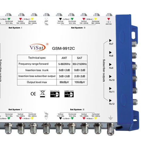 Каскадный мультиплексор MultiSwitch 950-2150MHz спутниковый сигнал девять входов и четыре выхода