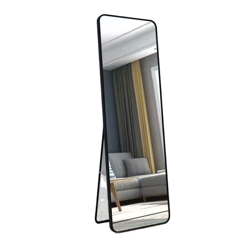 Full-Length Mirror, Floor-Standing Dressing Mirror, Simple Aluminum Alloy Mirror, Home Dormitory Wall-Mounted Fitting Mirror