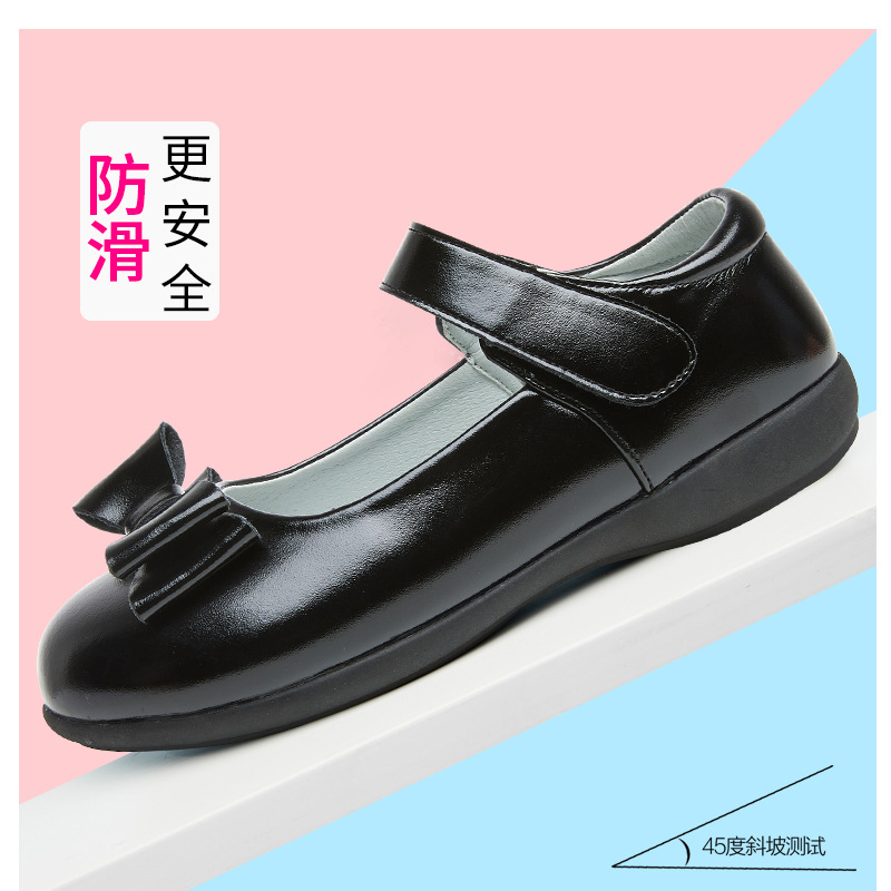 Factory direct girls black leather shoes performance shoes princess shoes small leather shoes children primary school students soft sole single shoes school shoes