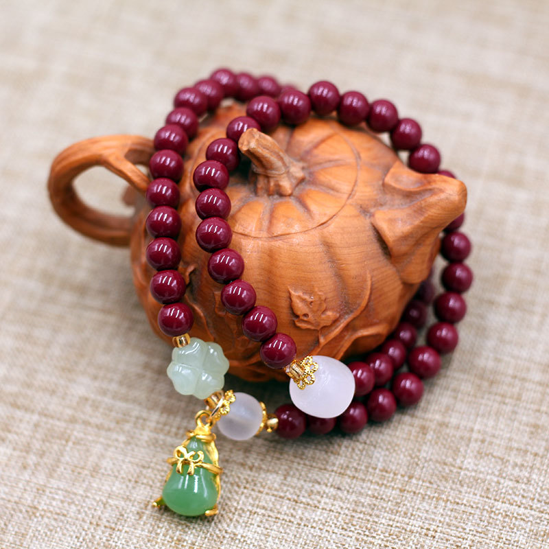 New style imitation cinnabar pendant bracelet single ring double ring safety buckle women's wear jewelry bracelet gift