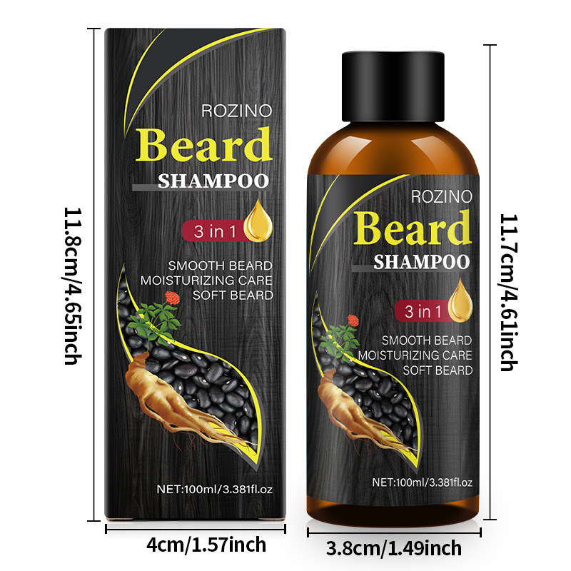 Cross-Border Exclusive Sale of Ginseng and Black Bean Essence Deep Cleansing, Refreshing, Oil Control and Nourishing Beard Shampoo Shampoo Wholesale