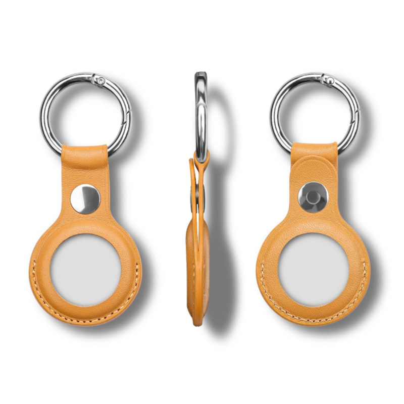 Suitable for Apple Airtag Leather Protective Case PU Leather Case Keychain iPhone Tracker Foreign Trade Anti-lost Anti-drop