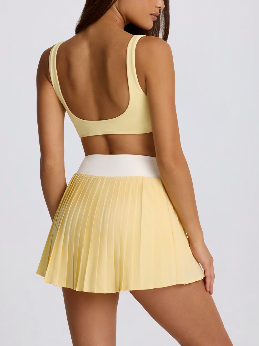 Cross-Border Casual Pleated Skirt Breathable Fake Two-Piece Quick-Drying Anti-Exposure Running Sports High-Waisted Fitness Skirt Tennis Skirt