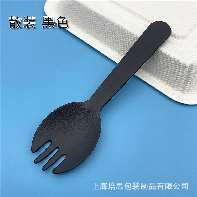 Individual packaging disposable frosted thickened plastic multi-color cake dessert fruit three-tooth fork spoon one-piece spoon Fork