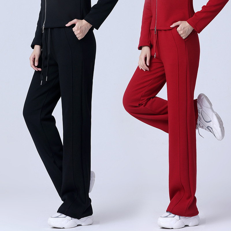 New Autumn and Winter Square Dance Clothing High-Waisted Casual Pants Women's Fashionable Yoga Straight-Leg Wide-Leg Sports Performance Clothing