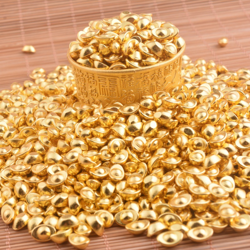Миниатюрный золотой имитационный золотой слиток песчаное золото солидный китайский слиток имитационные золотые семечки маленькие золотые бобы рог изобилия декоративные украшения
