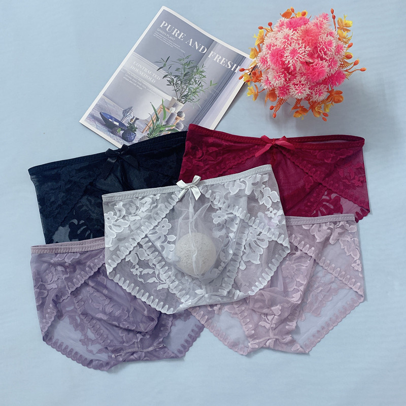 Сексуальные бесшовные брифы, прозрачные U-образные, отличительные кружевные мужские трусы больших размеров