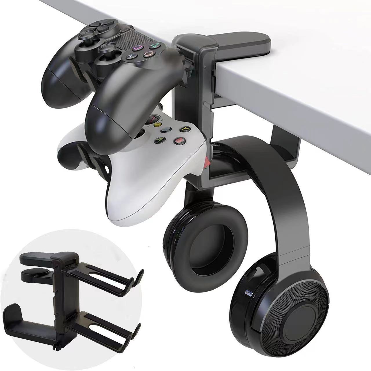 Game headset headset hook bracket. Headphone holder spring clip holder with adjustable and rotating arm clip
