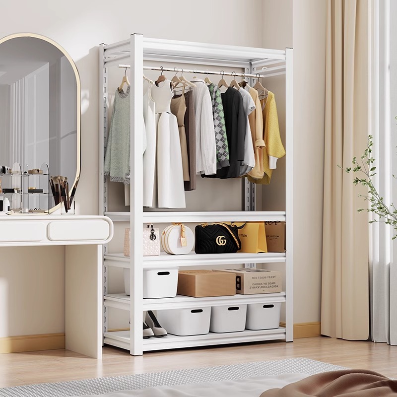 Shelf Wardrobe Cloakroom Shelf Assembly diy Homemade Angle Steel Hanger Rental Renovation Simple Wardrobe Storage