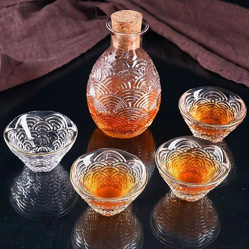 Японский креативный комплект для саке Xiangyun, стеклянный кувшин, стакан для белого вина, комплект для подогрева вина