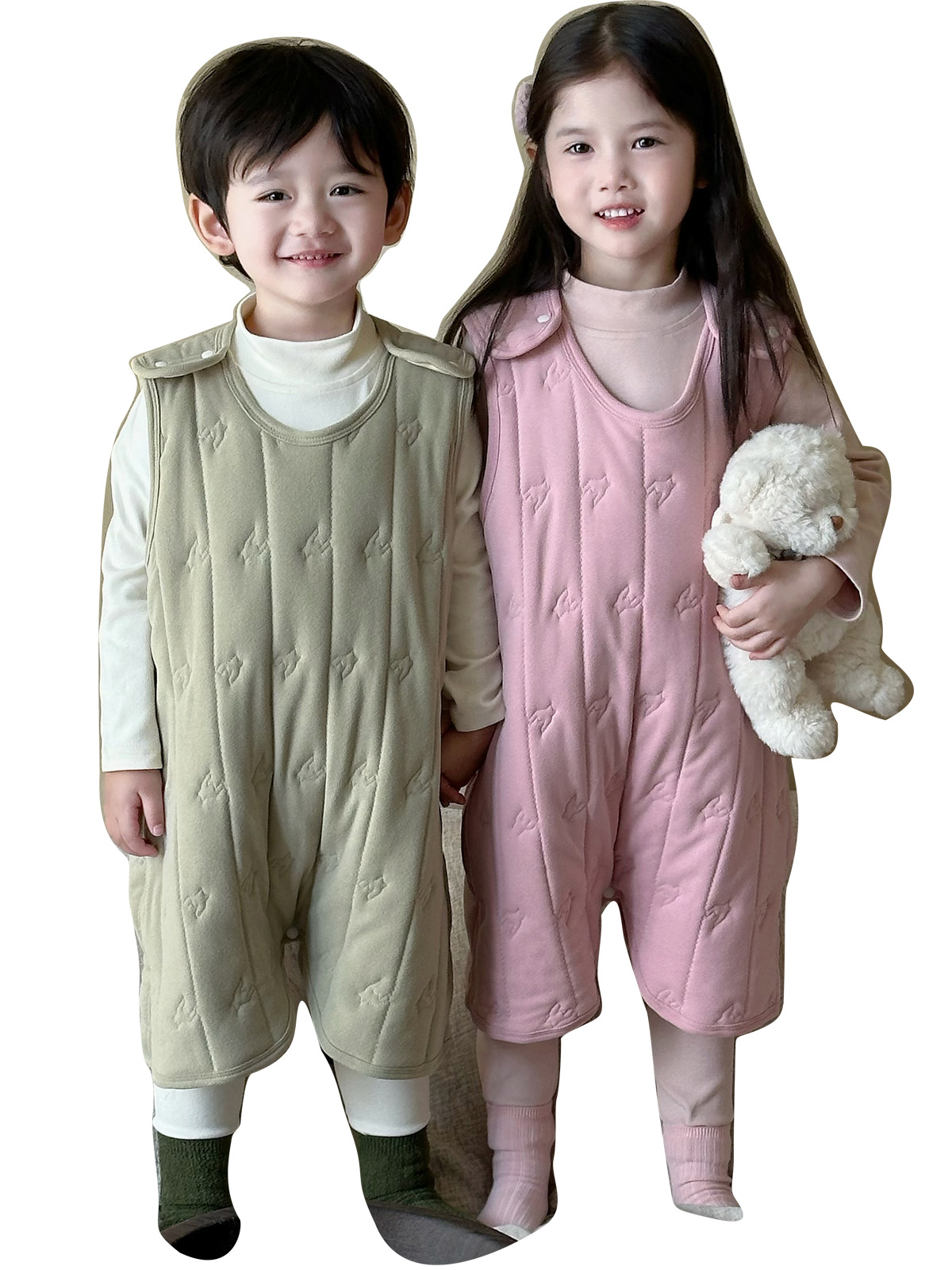 Children's Cotton Sleeping Bag Thickened Autumn and Winter Baby Boys and Girls Home Climbing Wear Warm Wool Silk Sleeping Clothes Boneless Pajamas
