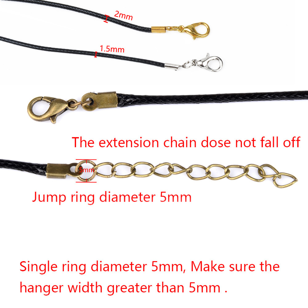 Amazon cross-border hot sale wax thread leather rope necklace black color necklace single rope jewelry pendant accessories
