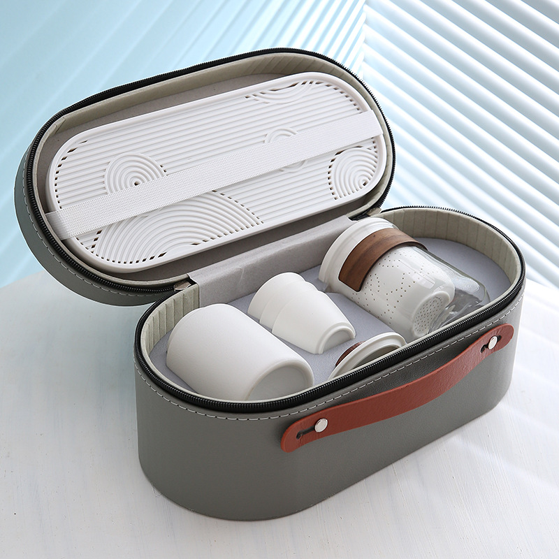 Glass Express Cup travel tea set gift portable special carry-on bag suit outdoor kung fu tea cup teapot