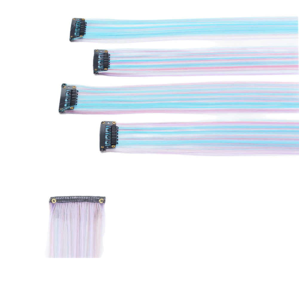 Color hair piece single card hanging ear dyeing wig straight highlighting invisible four-color hair piece