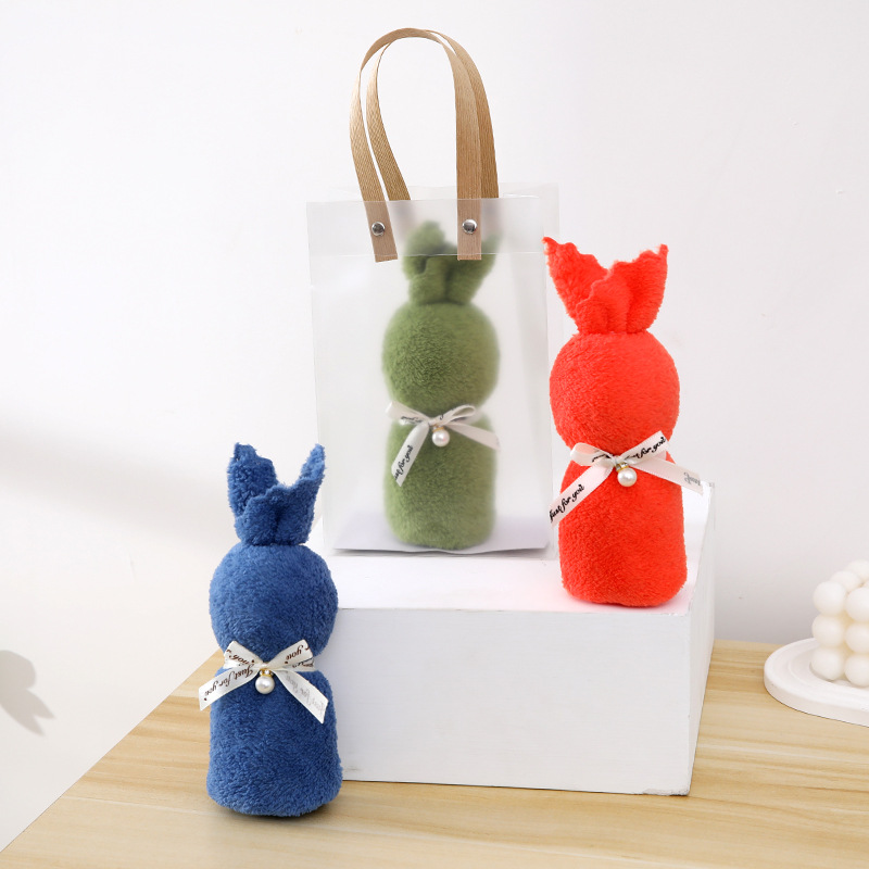 Coral velvet bunny style towel hand gift wedding birthday return gift wedding shop holiday opening creative gift
