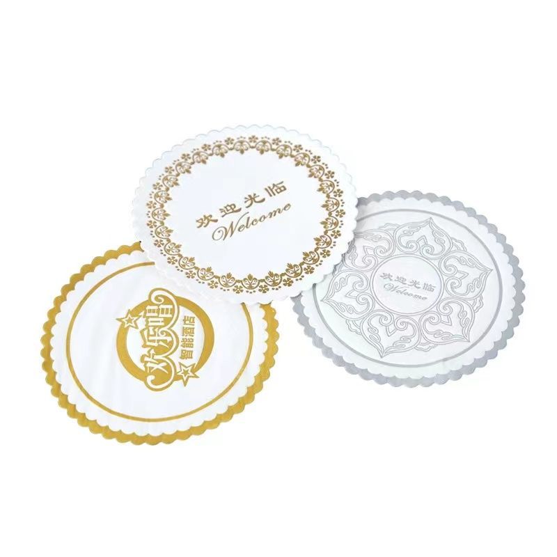 Customized Paper Coasters with Logo for Hotel Rooms, Disposable Special Paper Coasters, Round Absorbent Paper Tea Coasters, Customized