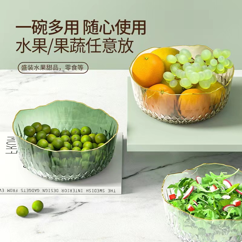 Internet Celebrity Plastic PET Fruit Bowl Phnom Penh Hammer Pattern Salah Bowl Household Commercial snack Plate Transparent Fruit Plate Wedding Celebration