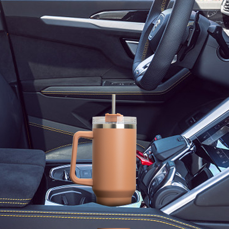 Cross-Border Amazon 40oz Car Cup Straw Mug Thermos Cup 304 Stainless Steel Straw Cleaning Brush Set